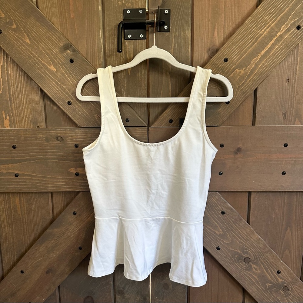 bebe White Peplum Tank Top